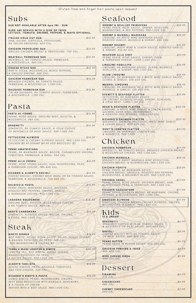 Ricardo's Italian Kitchen Menu image 2
